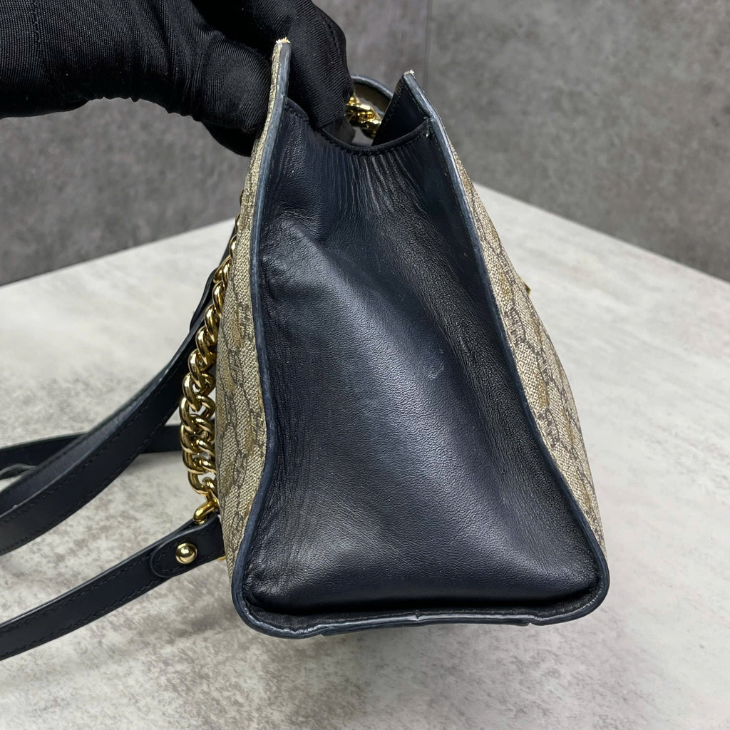 Gucci Padlock GG Supreme Bee phối da đen