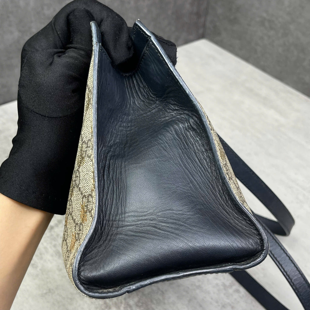 Gucci Padlock GG Supreme Bee phối da đen