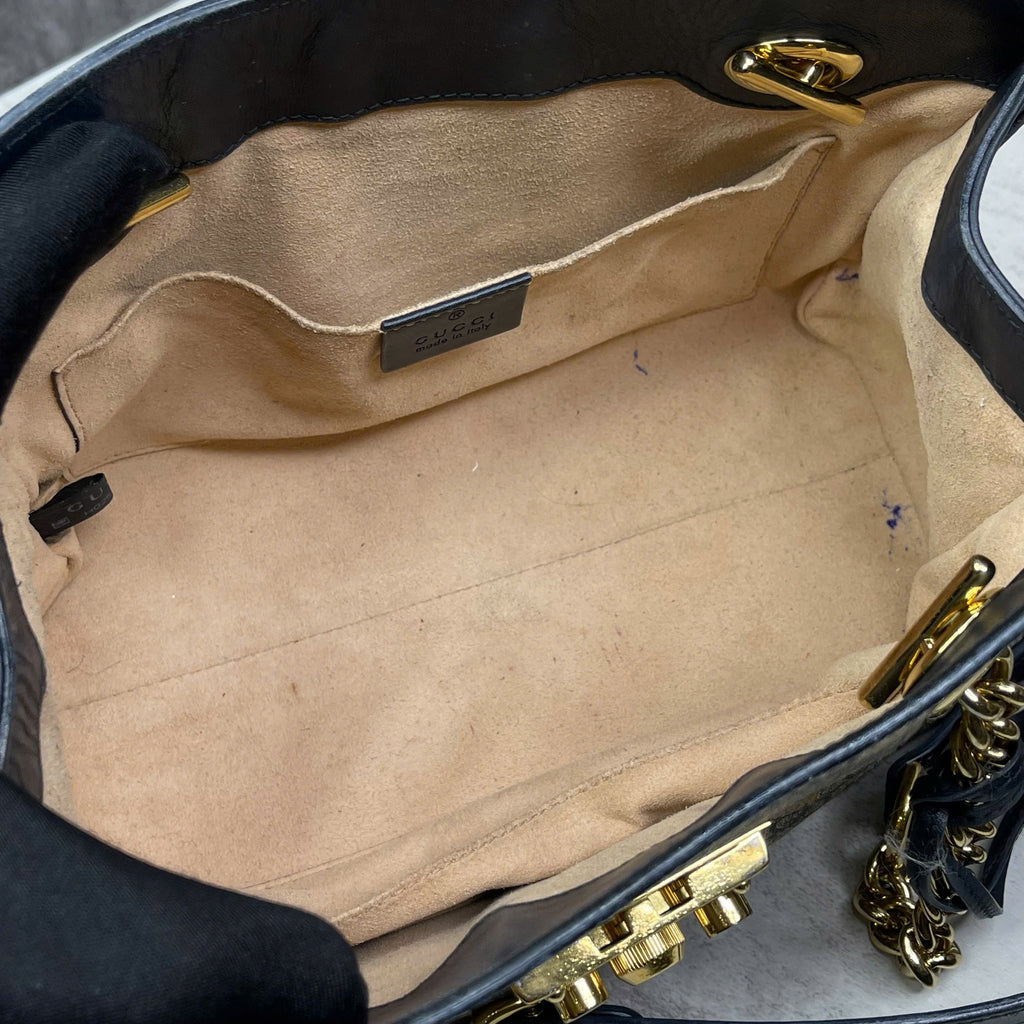 Gucci Padlock GG Supreme Bee phối da đen