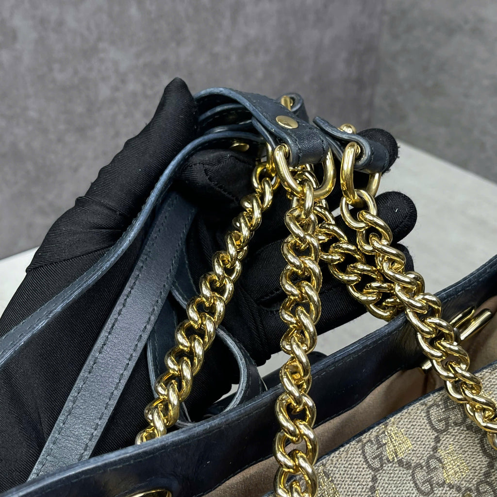 Gucci Padlock GG Supreme Bee phối da đen