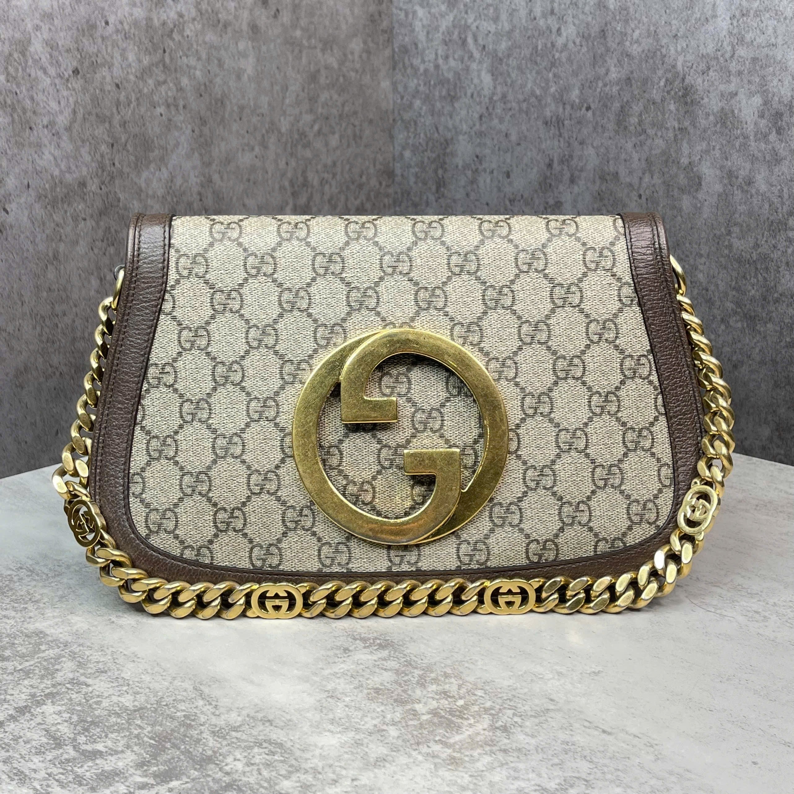 Gucci Blondie GG Supreme phối da nâu