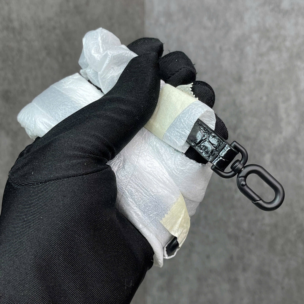 Balenciaga Hourglass Top Handle croc-embossed đen