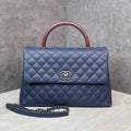 Chanel Coco Caviar xanh navy quai lizzard Code 23 size medium