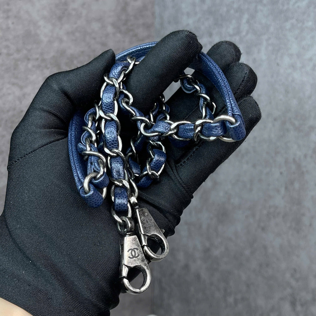 Chanel Coco Caviar xanh navy quai lizzard Code 23 size medium