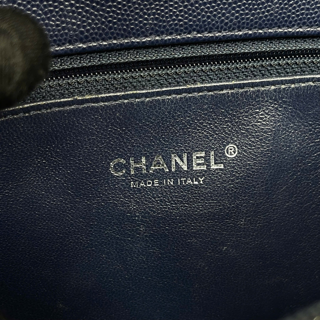 Chanel Coco Caviar xanh navy quai lizzard Code 23 size medium