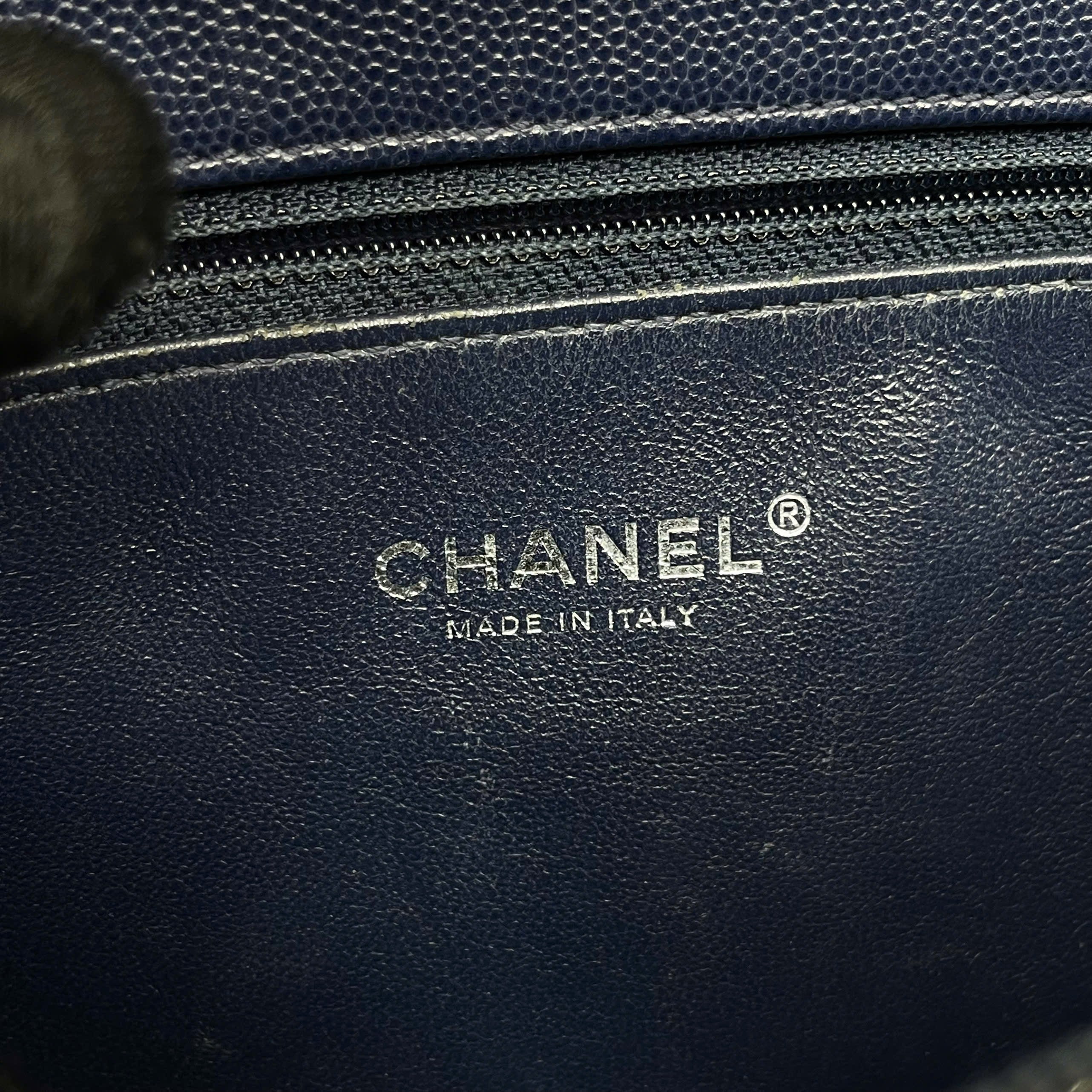 Chanel Coco Caviar xanh navy quai lizzard Code 23 size medium