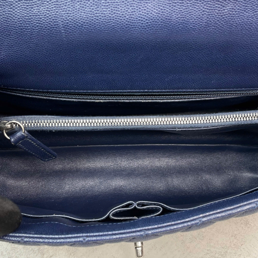 Chanel Coco Caviar xanh navy quai lizzard Code 23 size medium