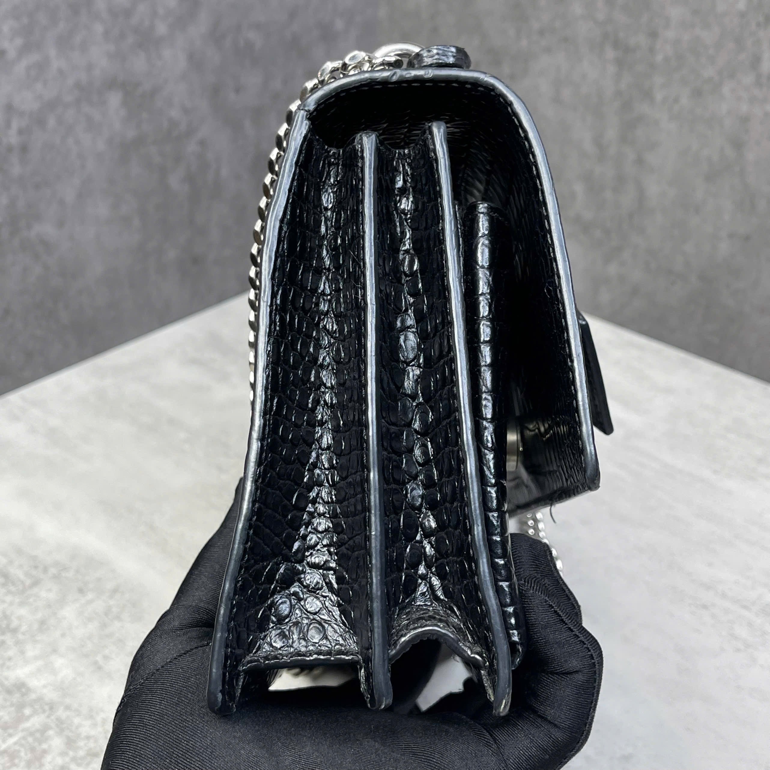 Saint Laurent Sunset Croc Embossed Chain Bag size 22