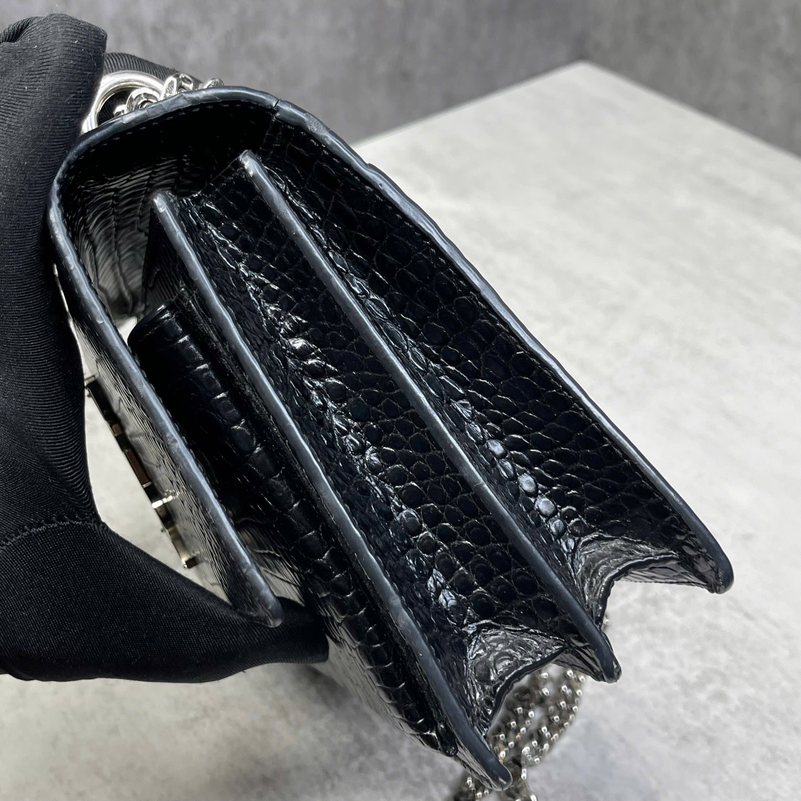 Saint Laurent Sunset Croc Embossed Chain Bag size 22