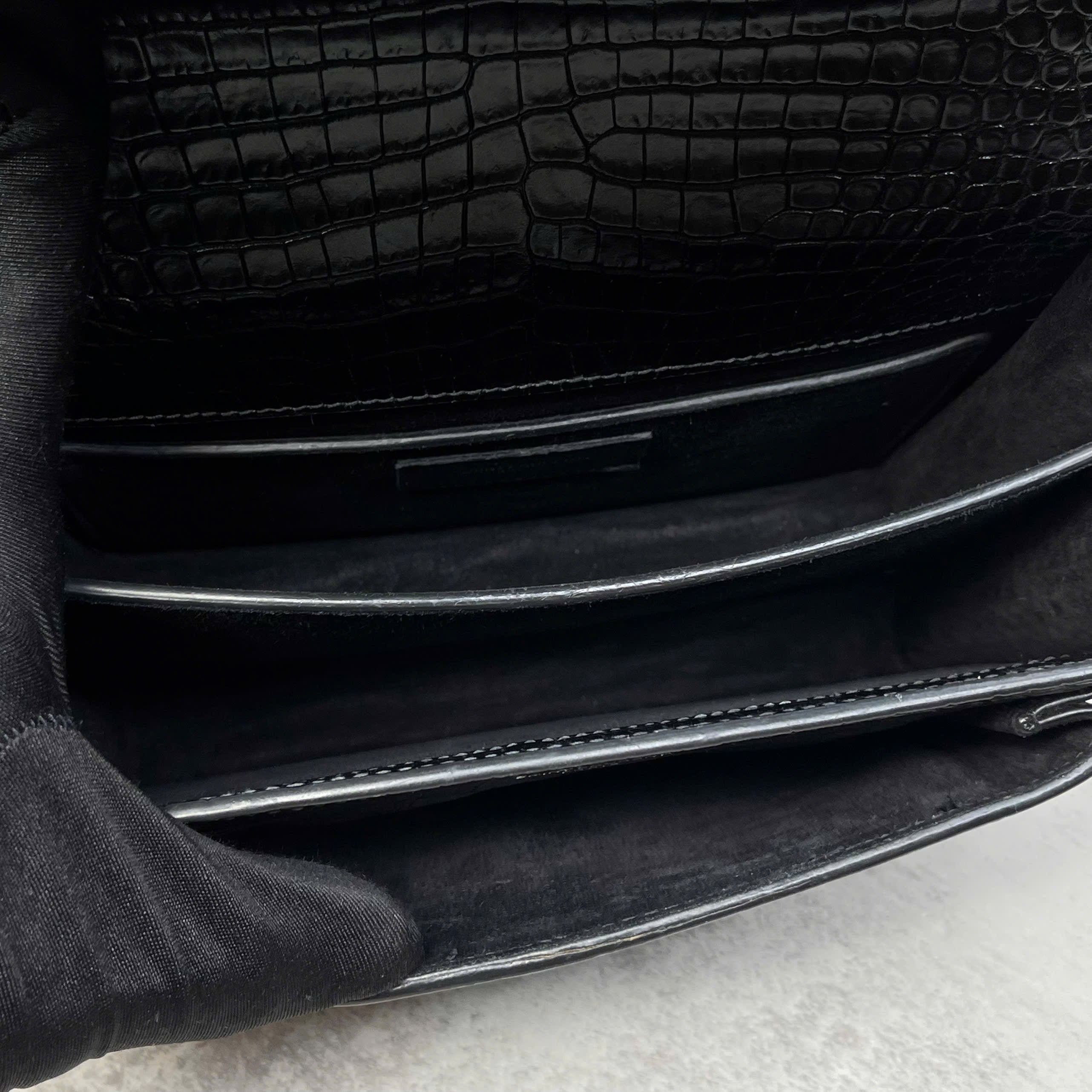 Saint Laurent Sunset Croc Embossed Chain Bag size 22