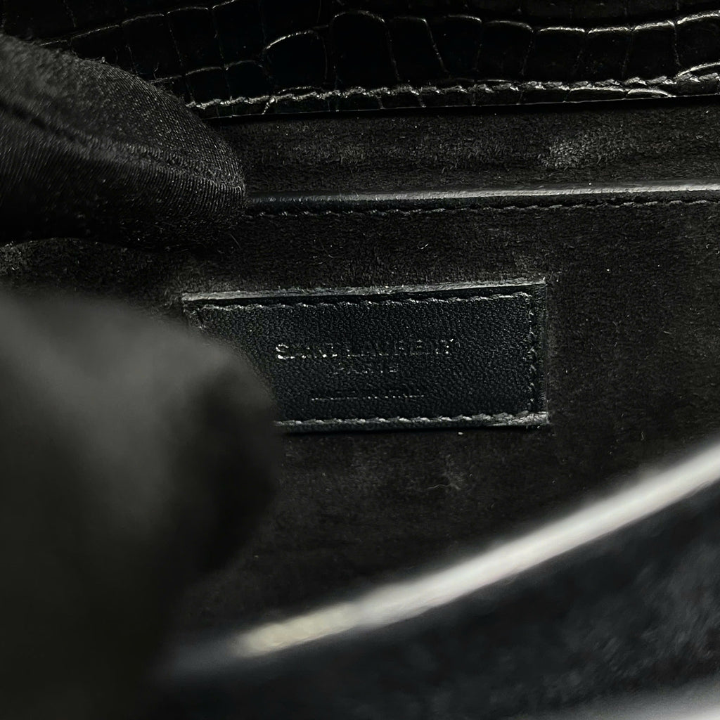 Saint Laurent Sunset Croc Embossed Chain Bag size 22