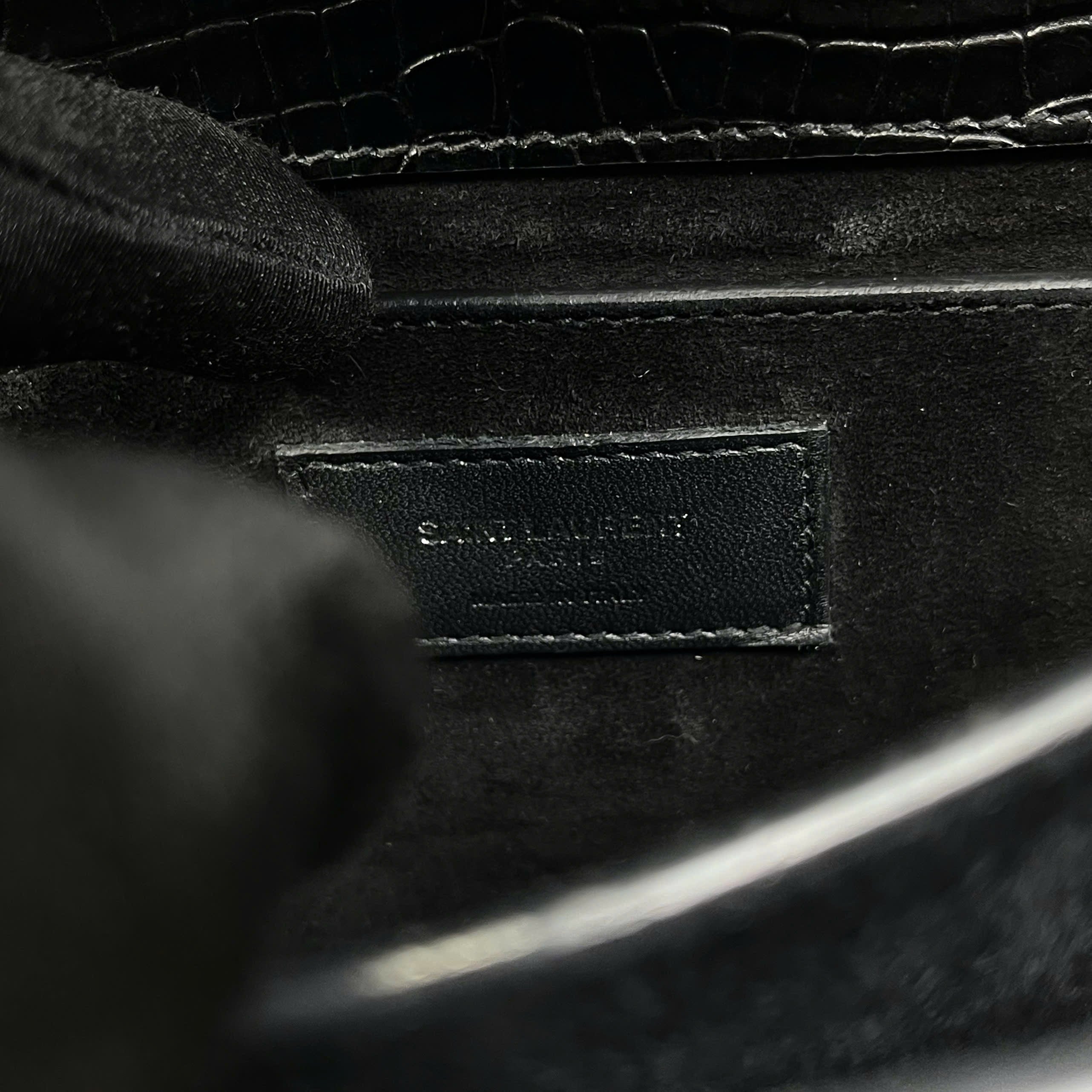 Saint Laurent Sunset Croc Embossed Chain Bag size 22