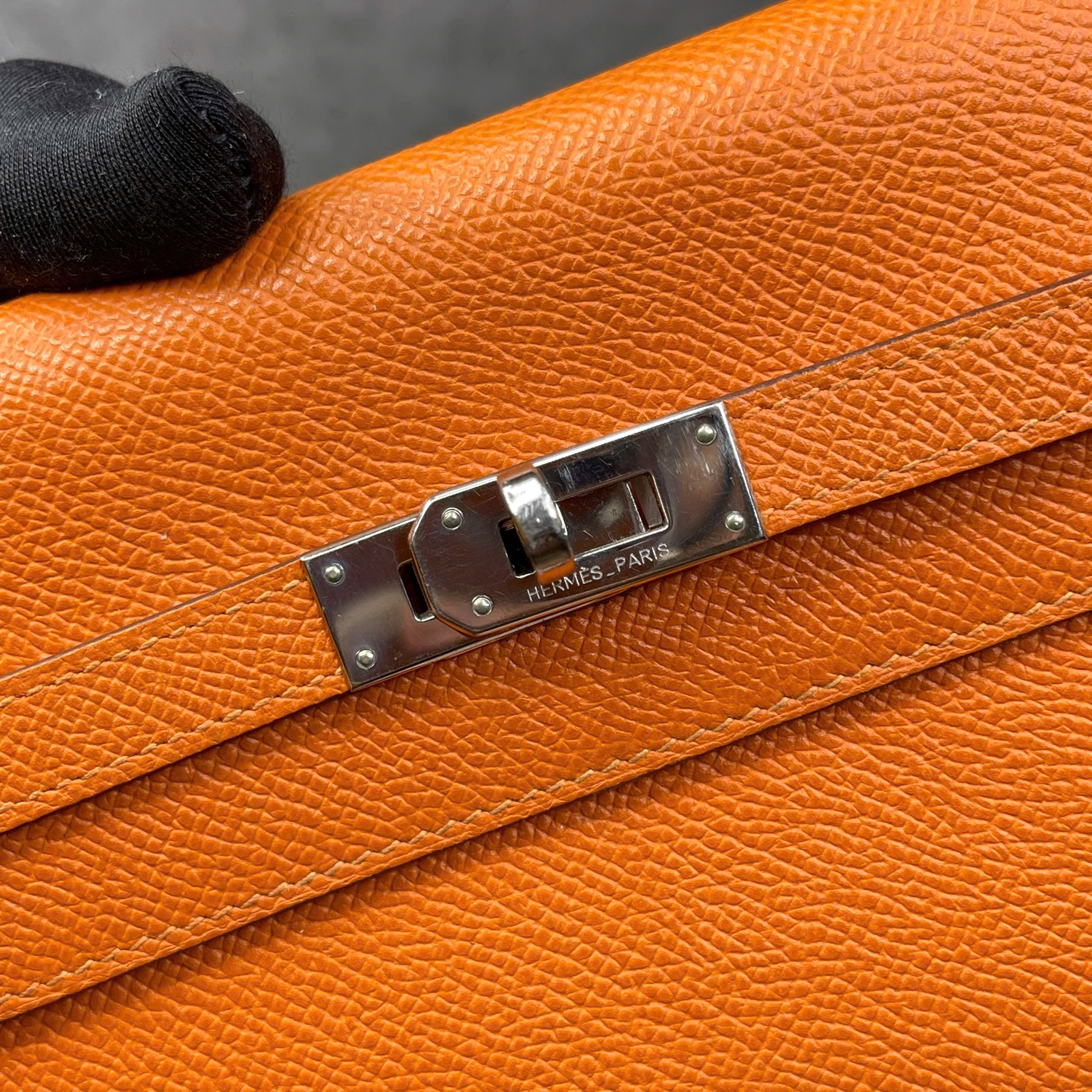 Hermès Kelly Long Wallet Epsom Stamp R màu Orange