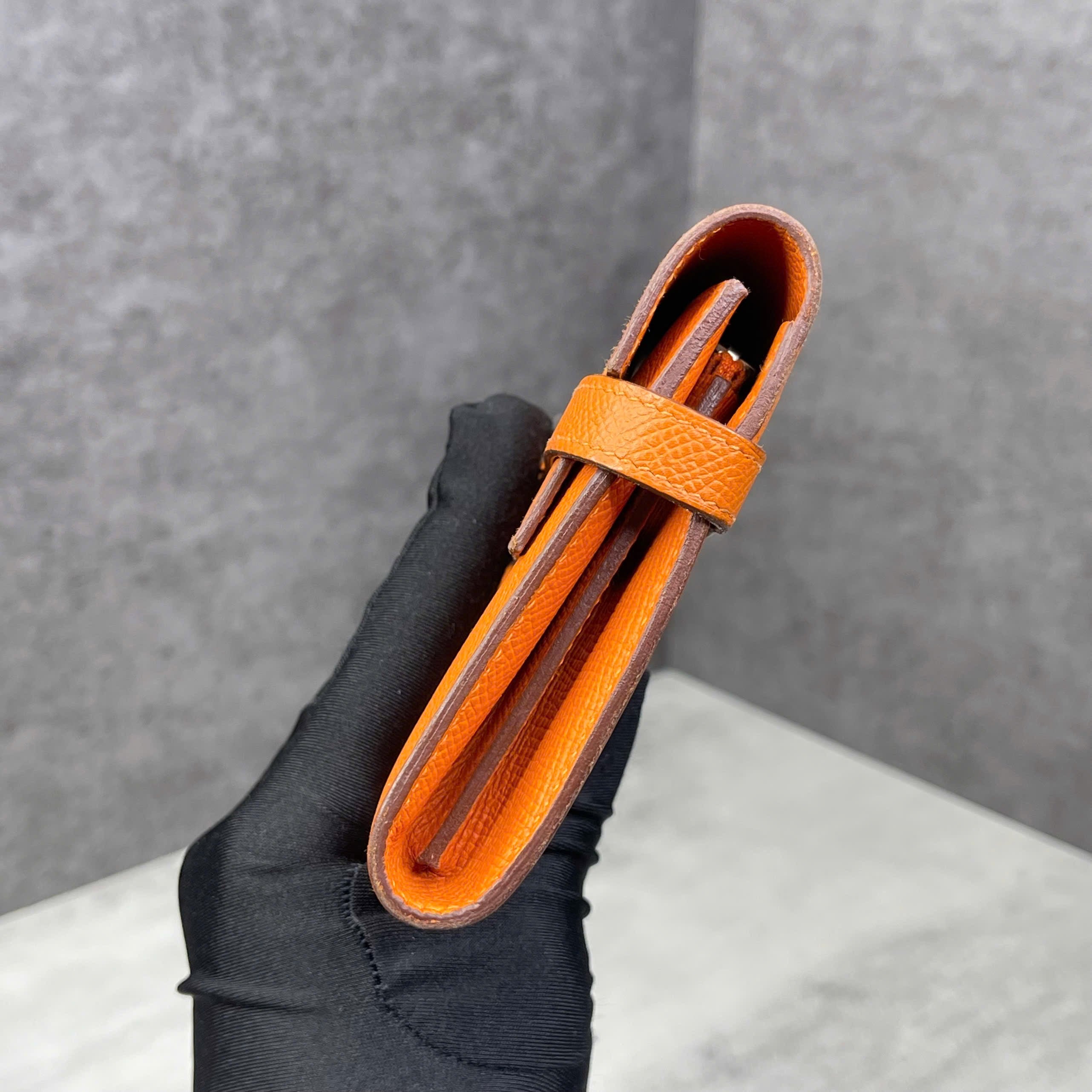 Hermès Kelly Long Wallet Epsom Stamp R màu Orange