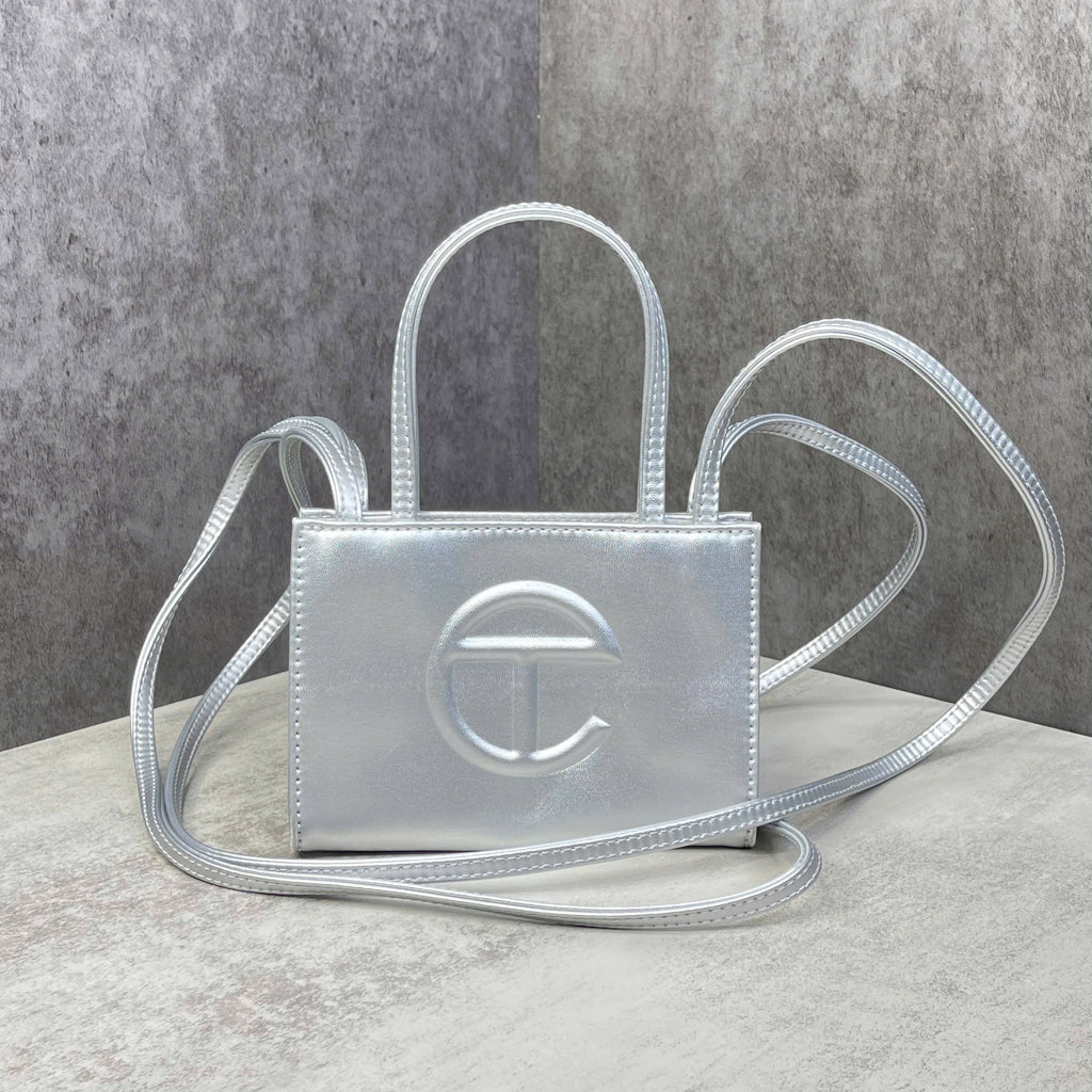 Telfar Shopping Bag mini màu bạc