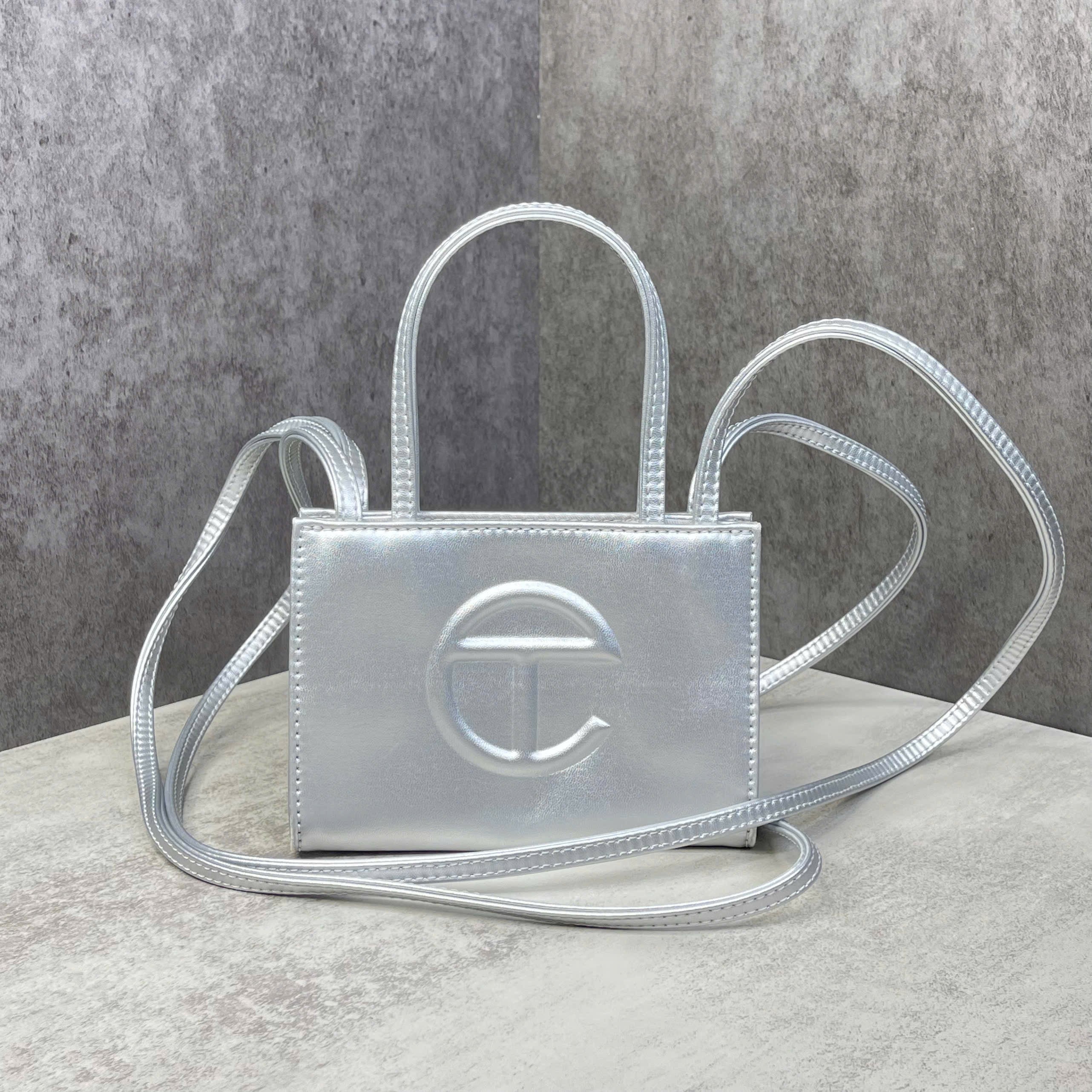 Telfar Shopping Bag mini màu bạc