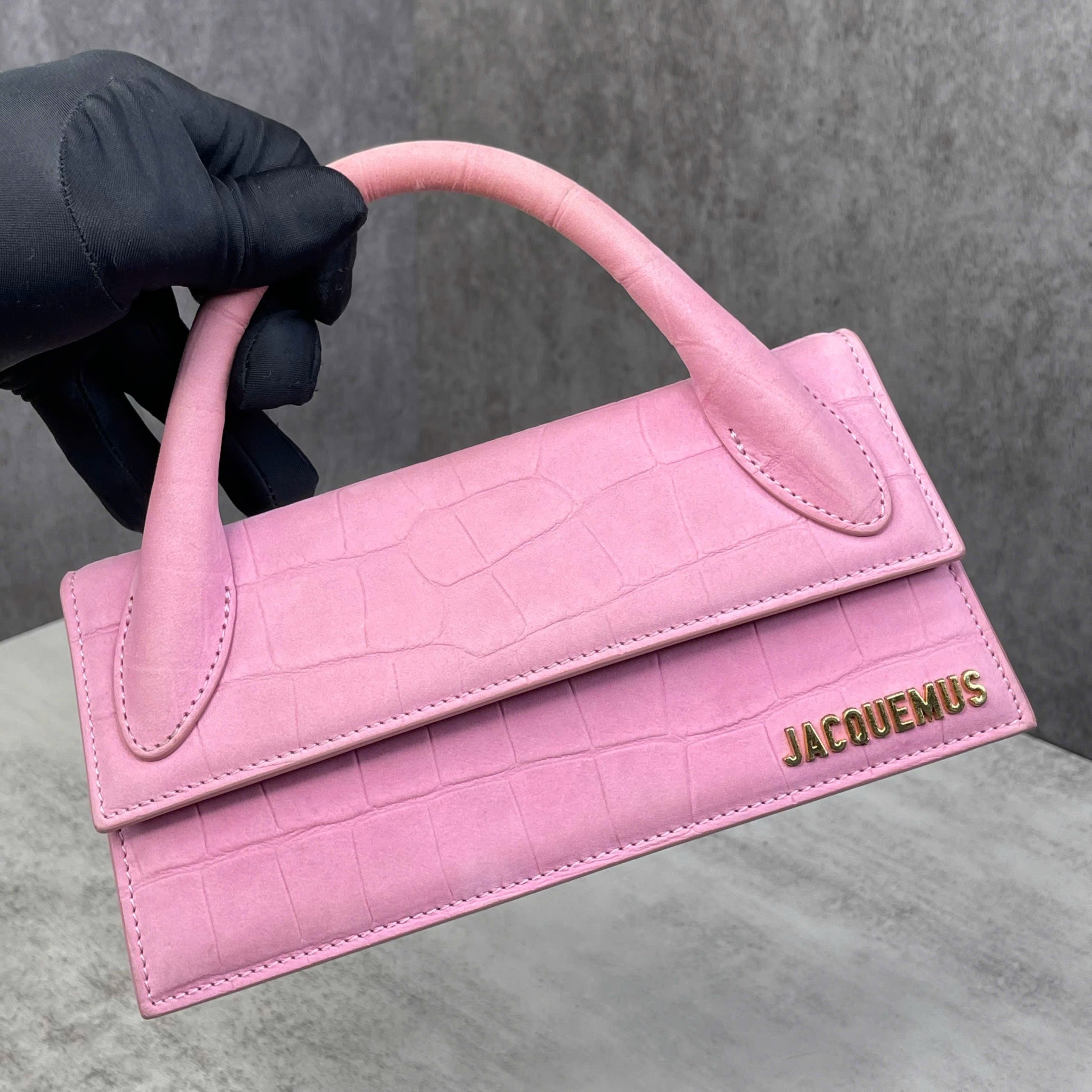 Jacquemus Le Chiquito Mini Croc – Hồng pastel size 23