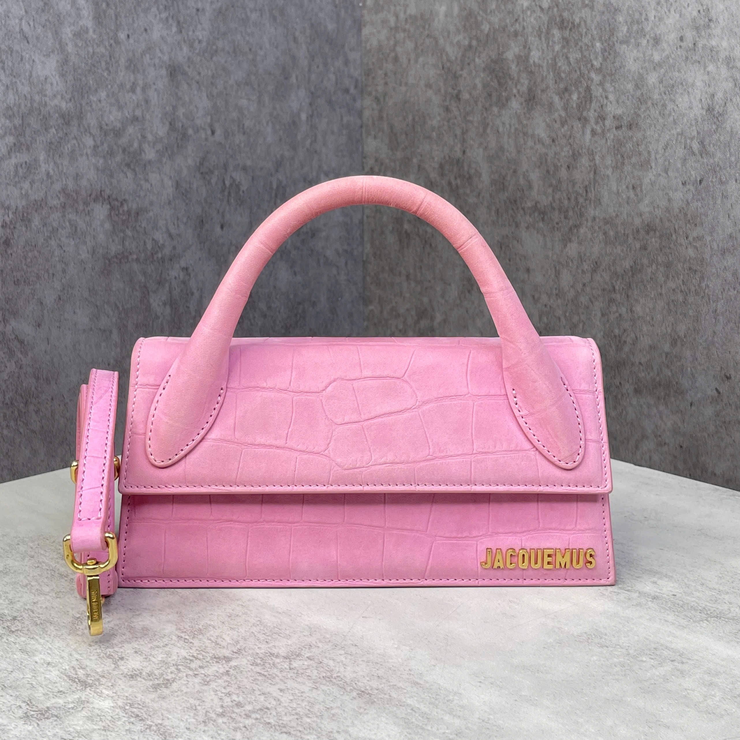 Jacquemus Le Chiquito Mini Croc – Hồng pastel size 23