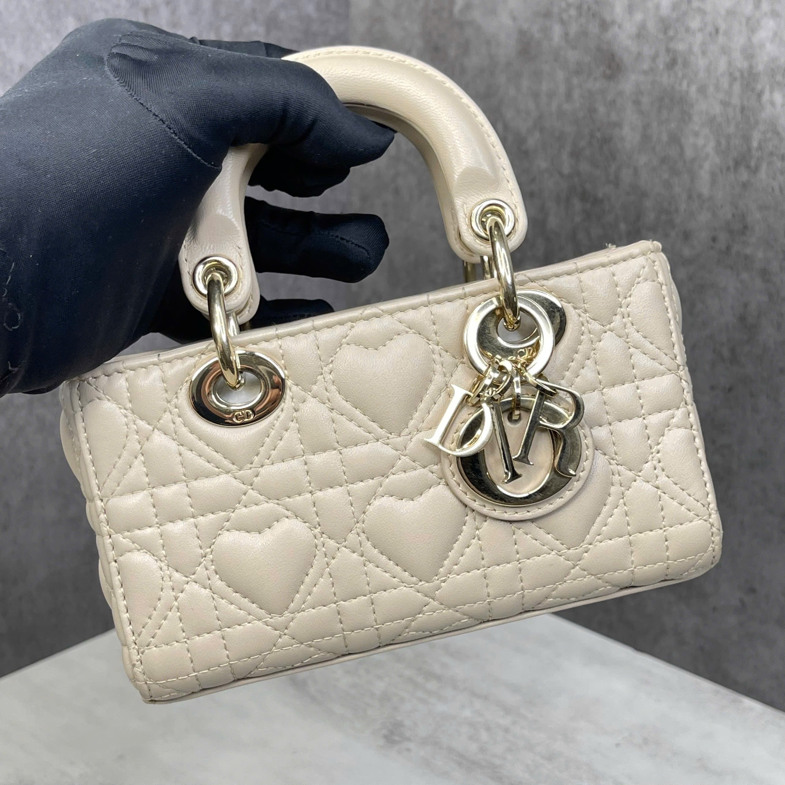 Dior Lady Dior Micro – Da cannage màu beige