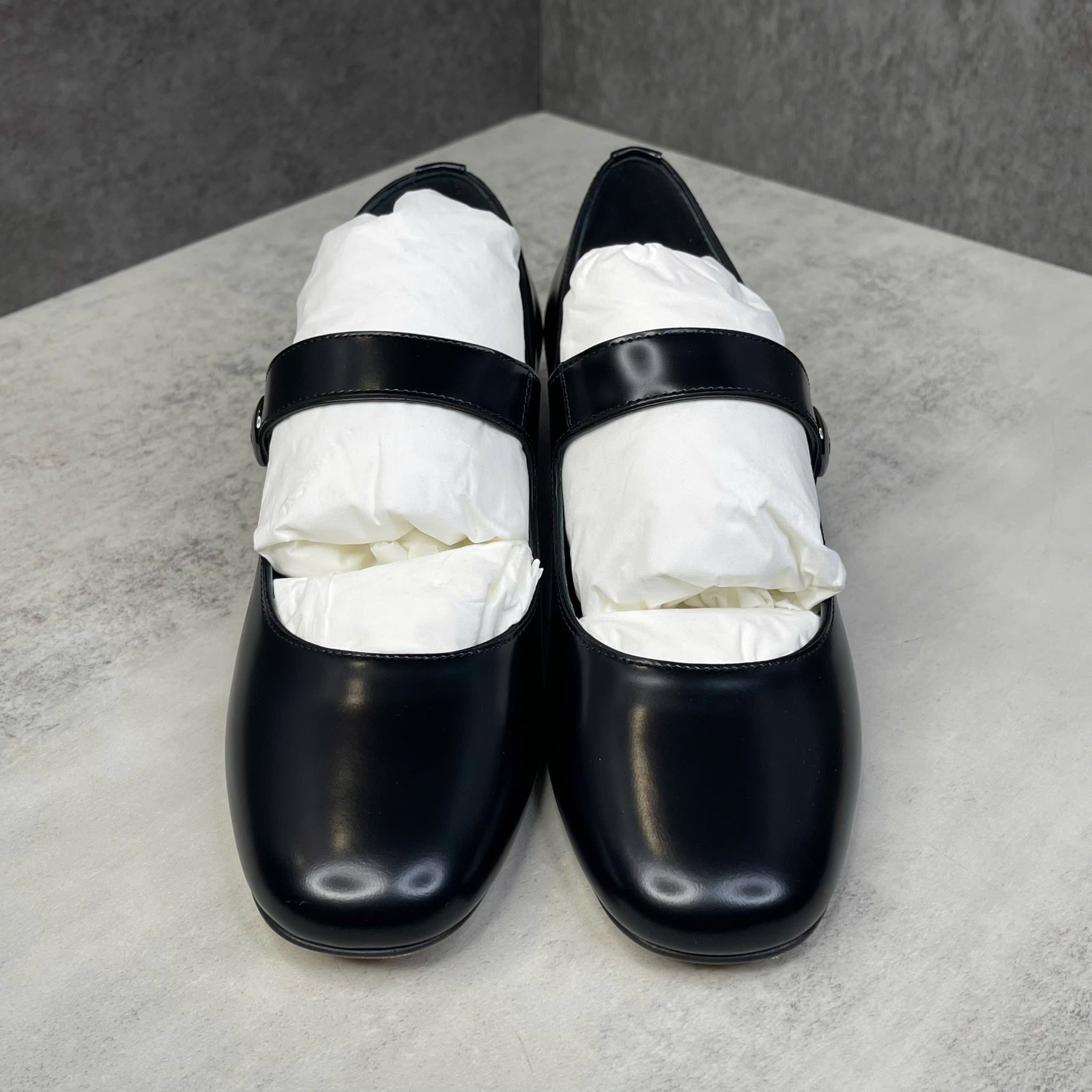 Giày Dior Mary Jane da trơn gót vuông – màu đen size 36