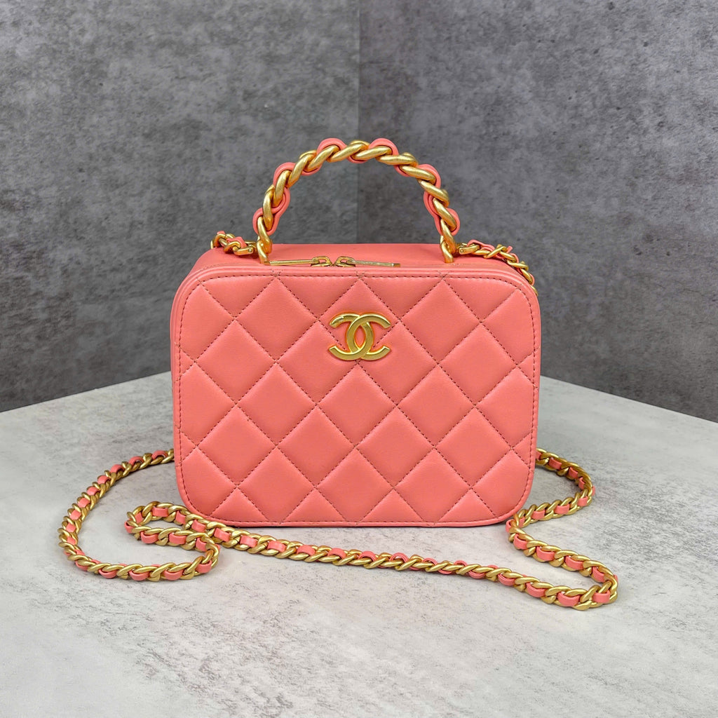 Chanel Vanity Case Quilted Coral