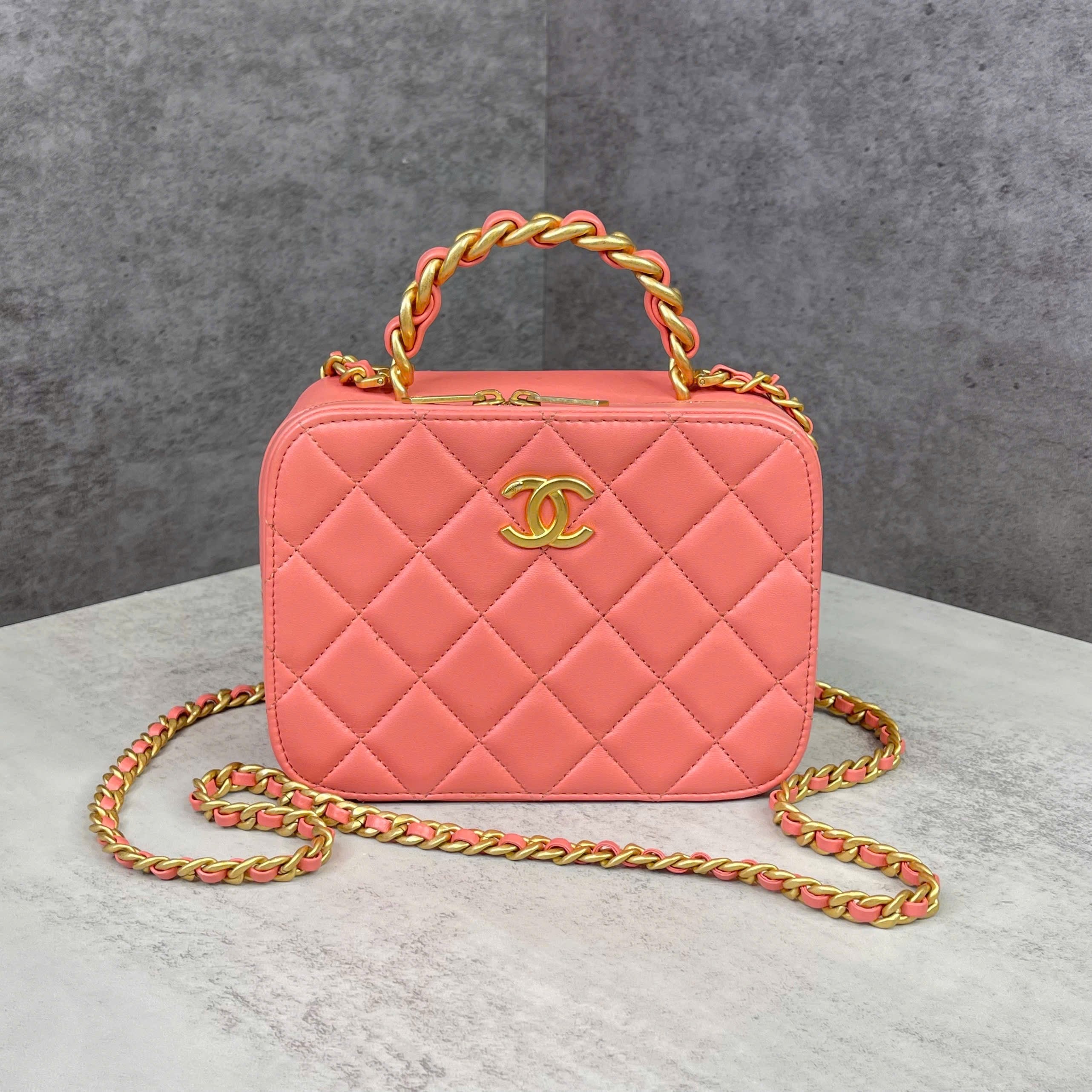 Chanel Vanity Case Quilted Coral