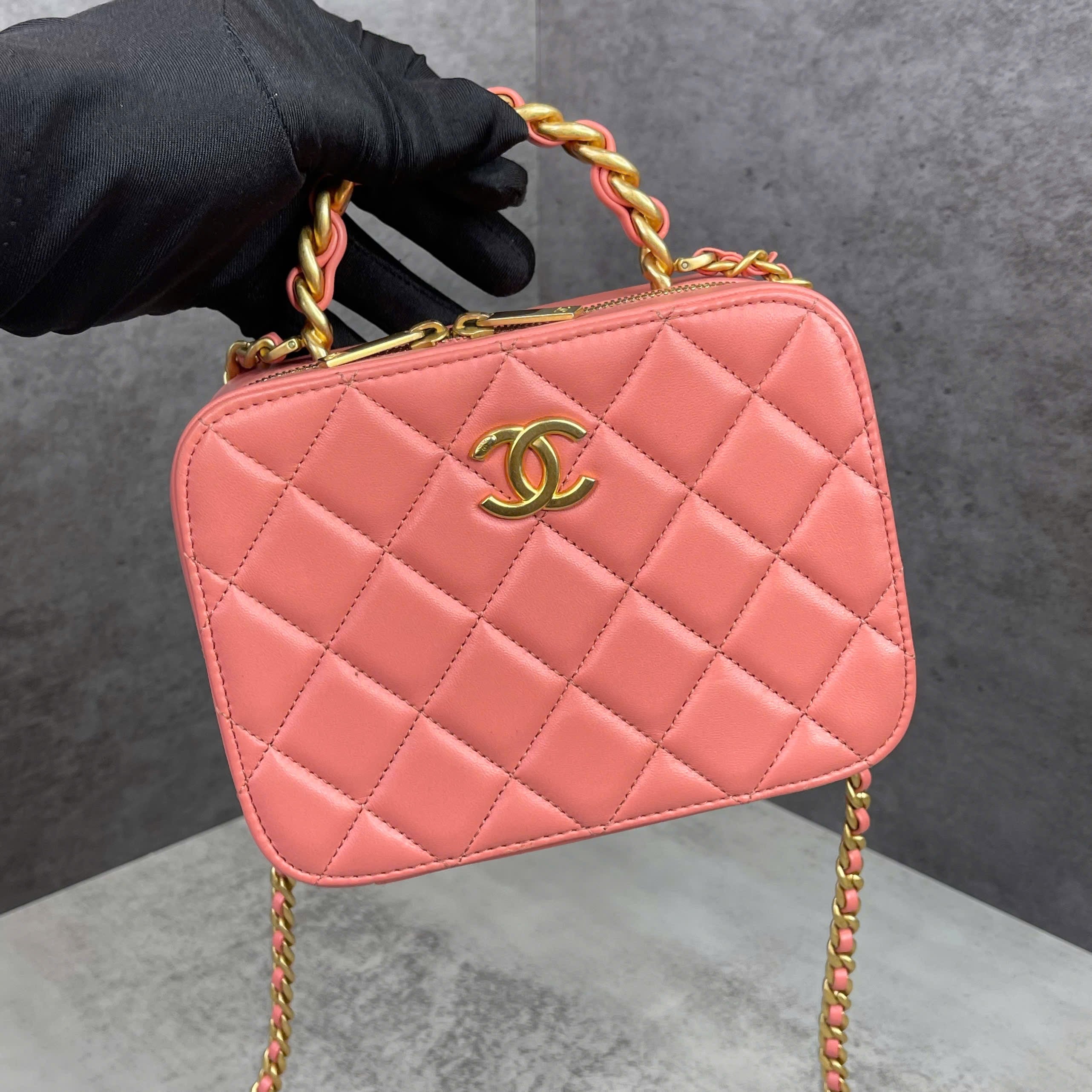 Chanel Vanity Case Quilted Coral