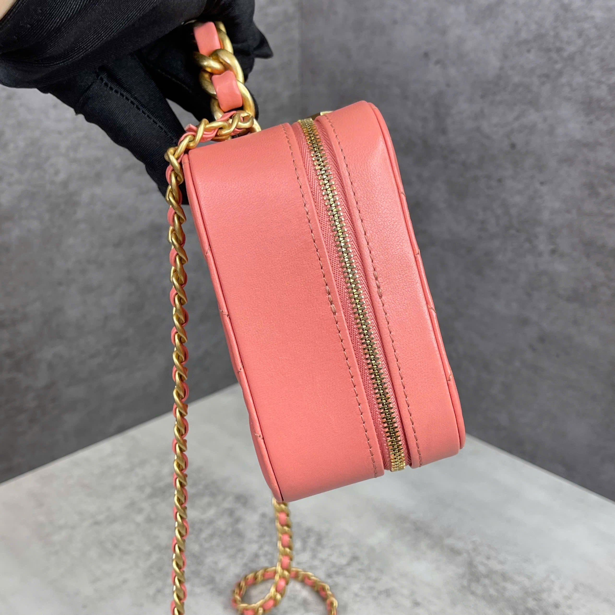 Chanel Vanity Case Quilted Coral