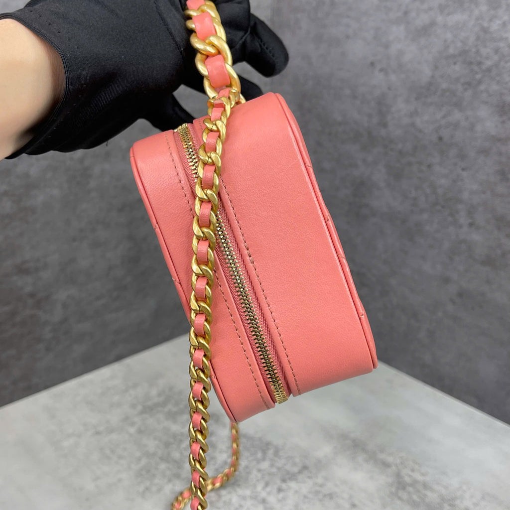 Chanel Vanity Case Quilted Coral