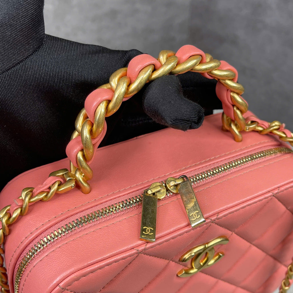 Chanel Vanity Case Quilted Coral