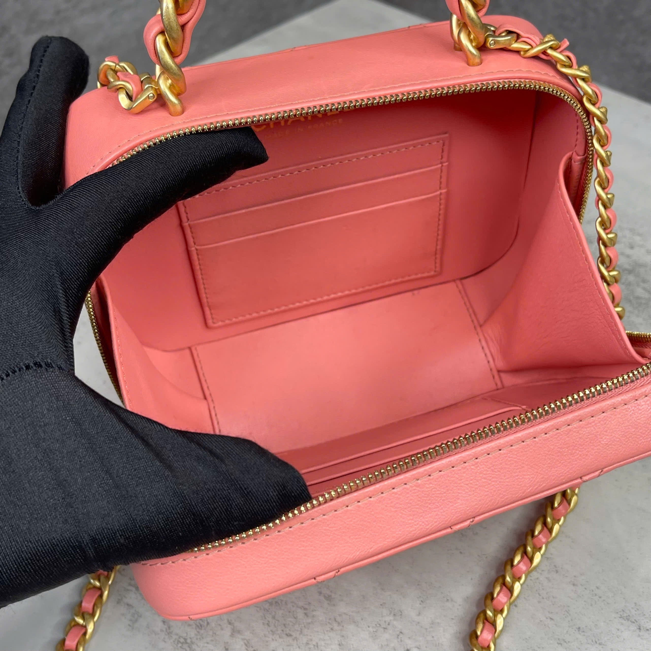 Chanel Vanity Case Quilted Coral