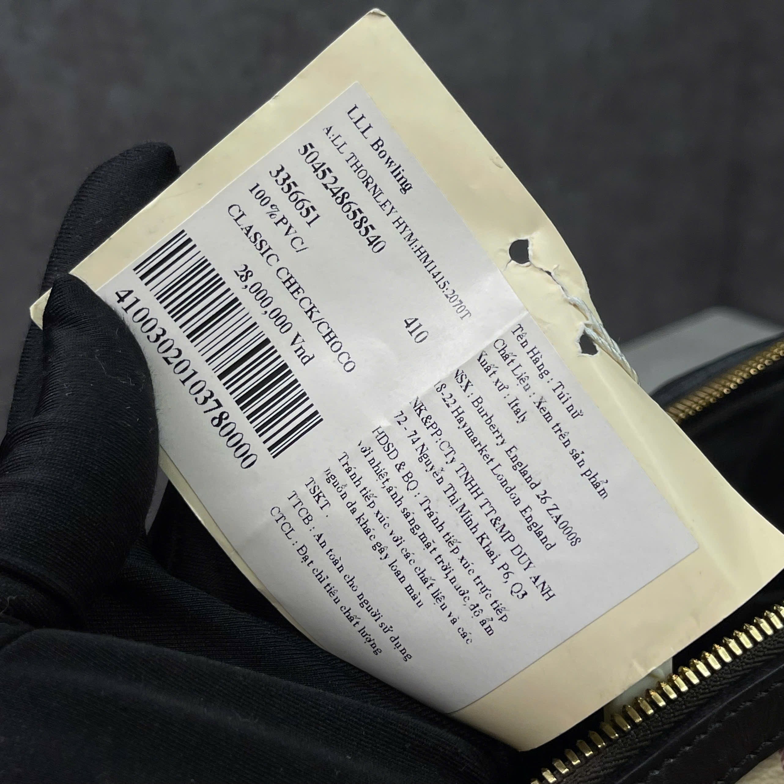 Burberry Haymarket Check Bowling Bag