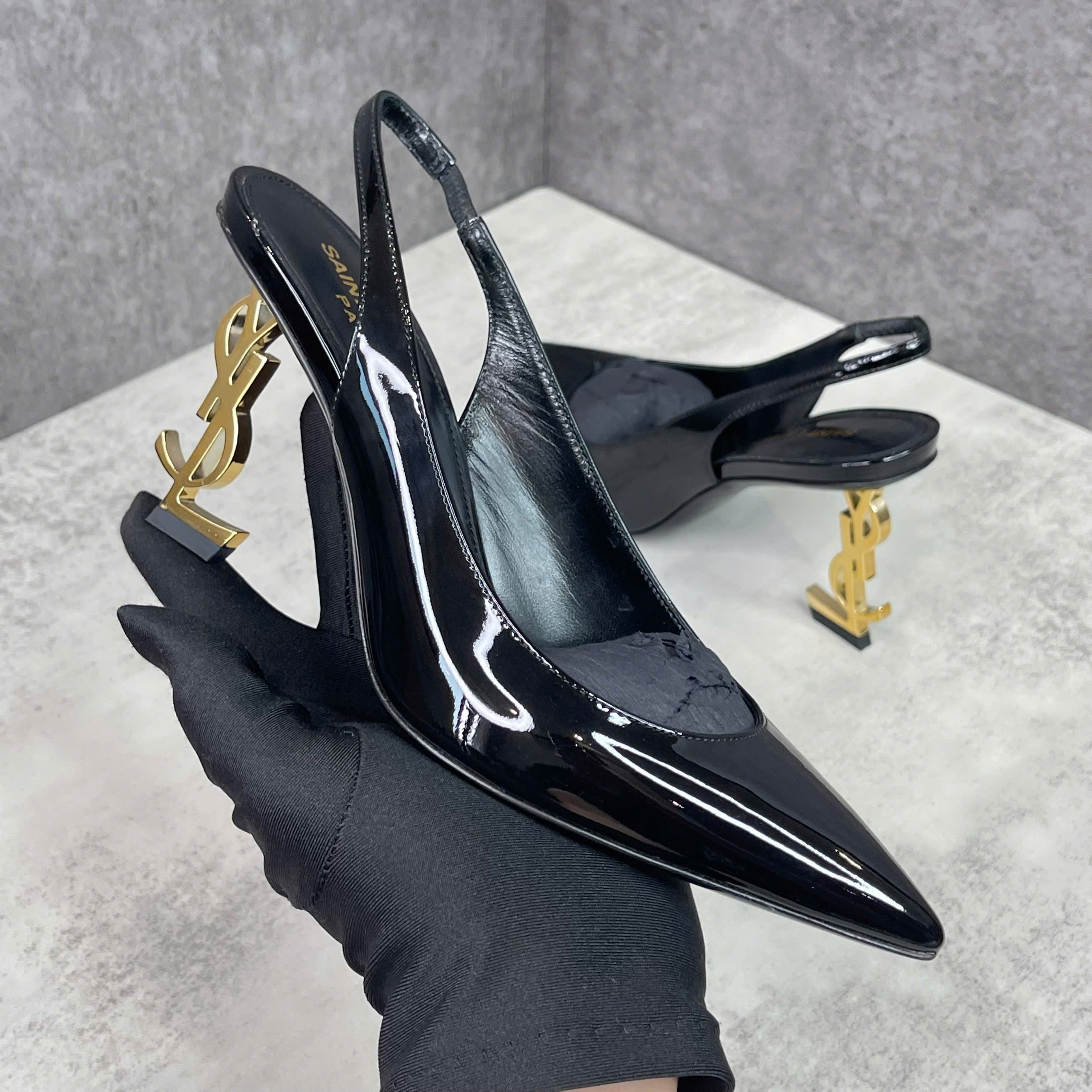 Giày cao gót Saint Laurent Opyum Slingback Patent Leather size 35