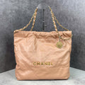 Chanel Hobo Quilted Leather Logo Màu Nude (không có cluth)