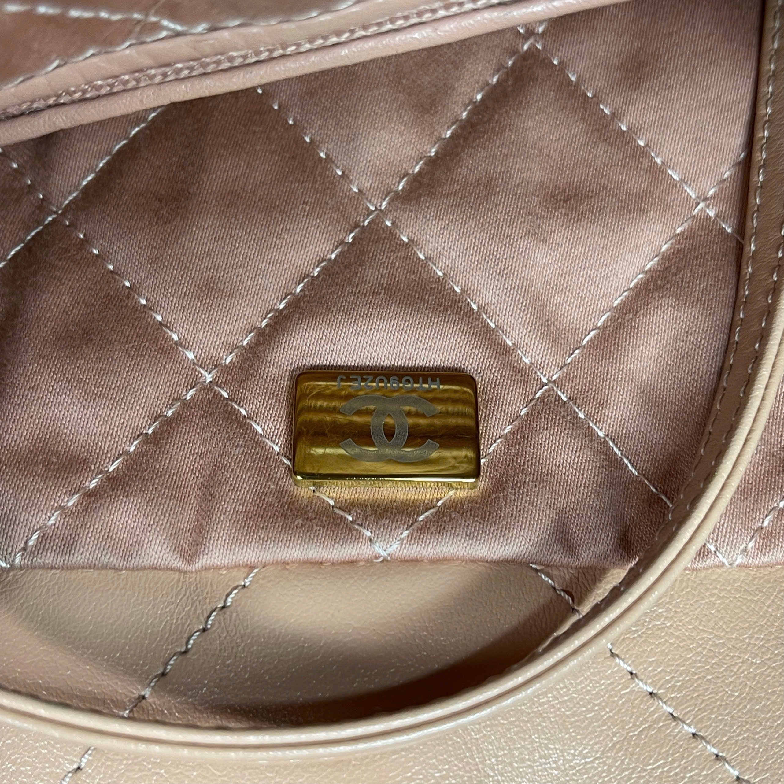 Chanel Hobo Quilted Leather Logo Màu Nude (không có cluth)