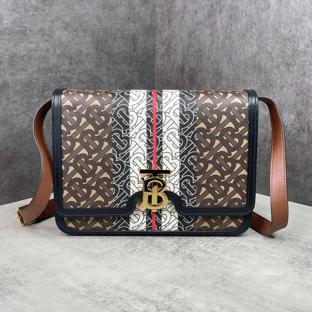 Burberry TB Monogram Stripe Shoulder Bag Màu Brown