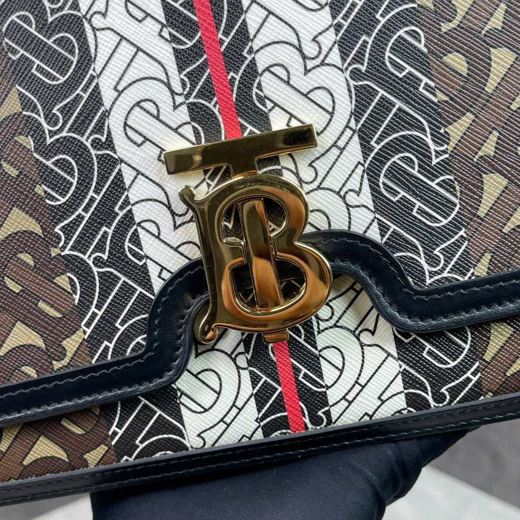 Burberry TB Monogram Stripe Shoulder Bag Màu Brown
