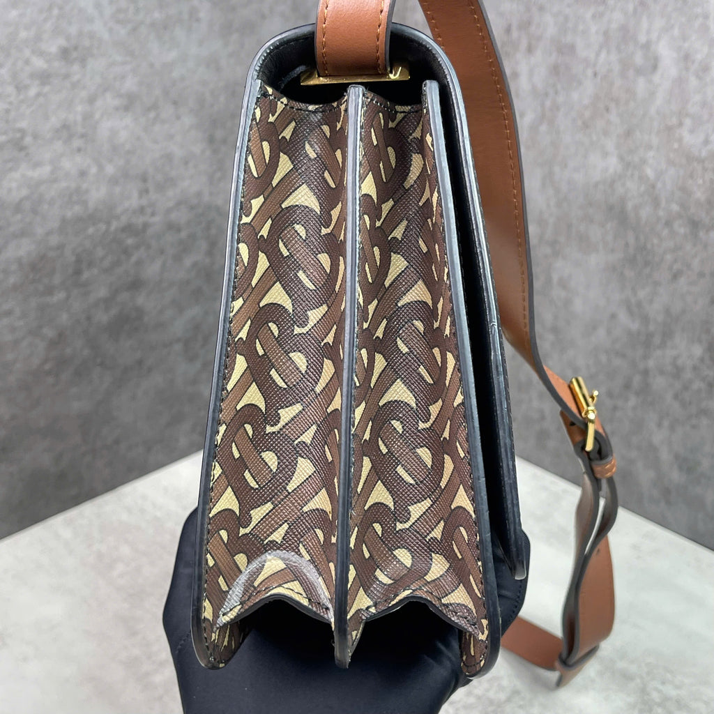 Burberry TB Monogram Stripe Shoulder Bag Màu Brown