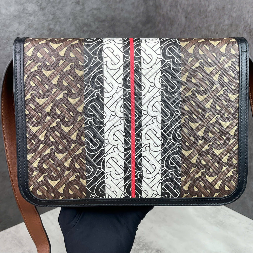 Burberry TB Monogram Stripe Shoulder Bag Màu Brown