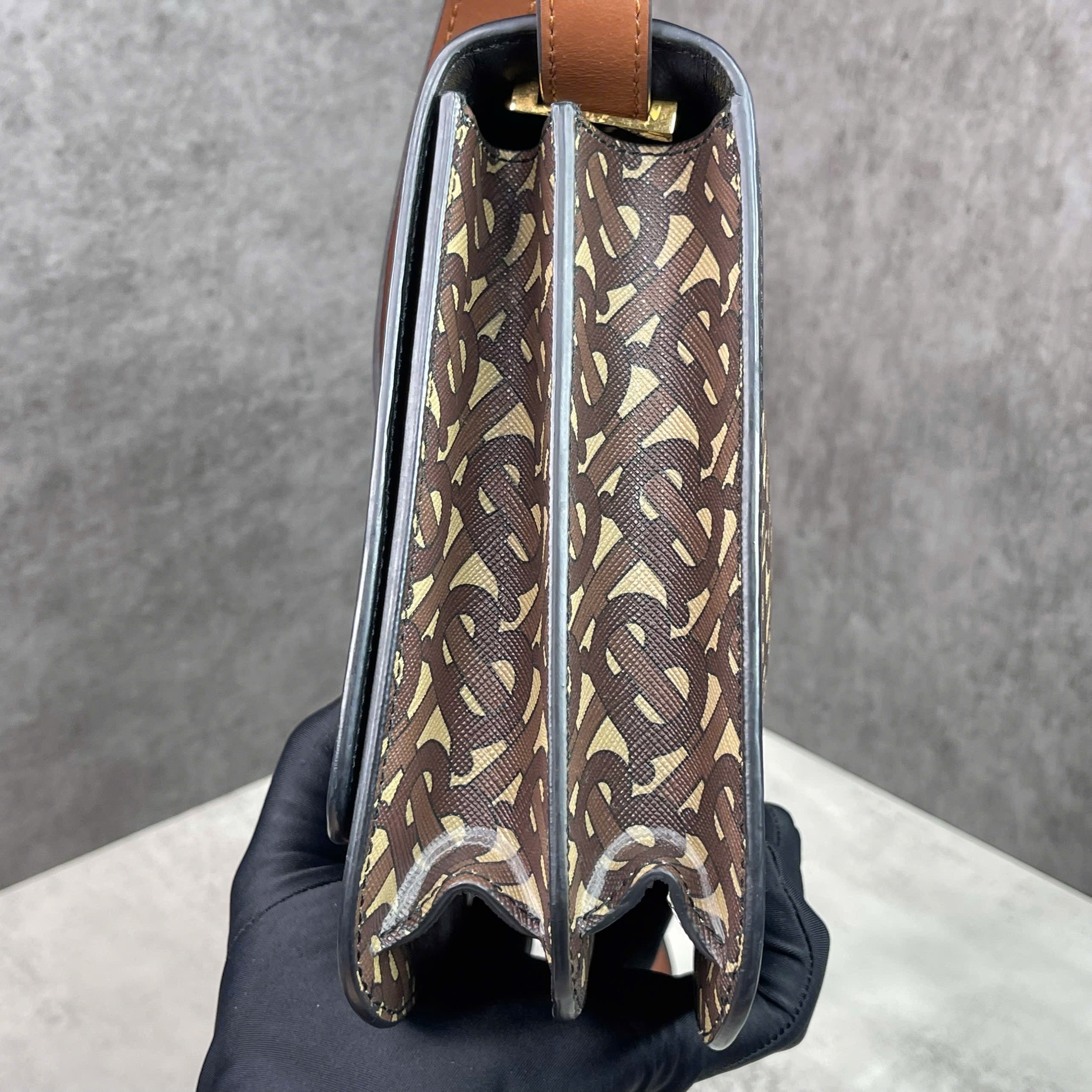 Burberry TB Monogram Stripe Shoulder Bag Màu Brown