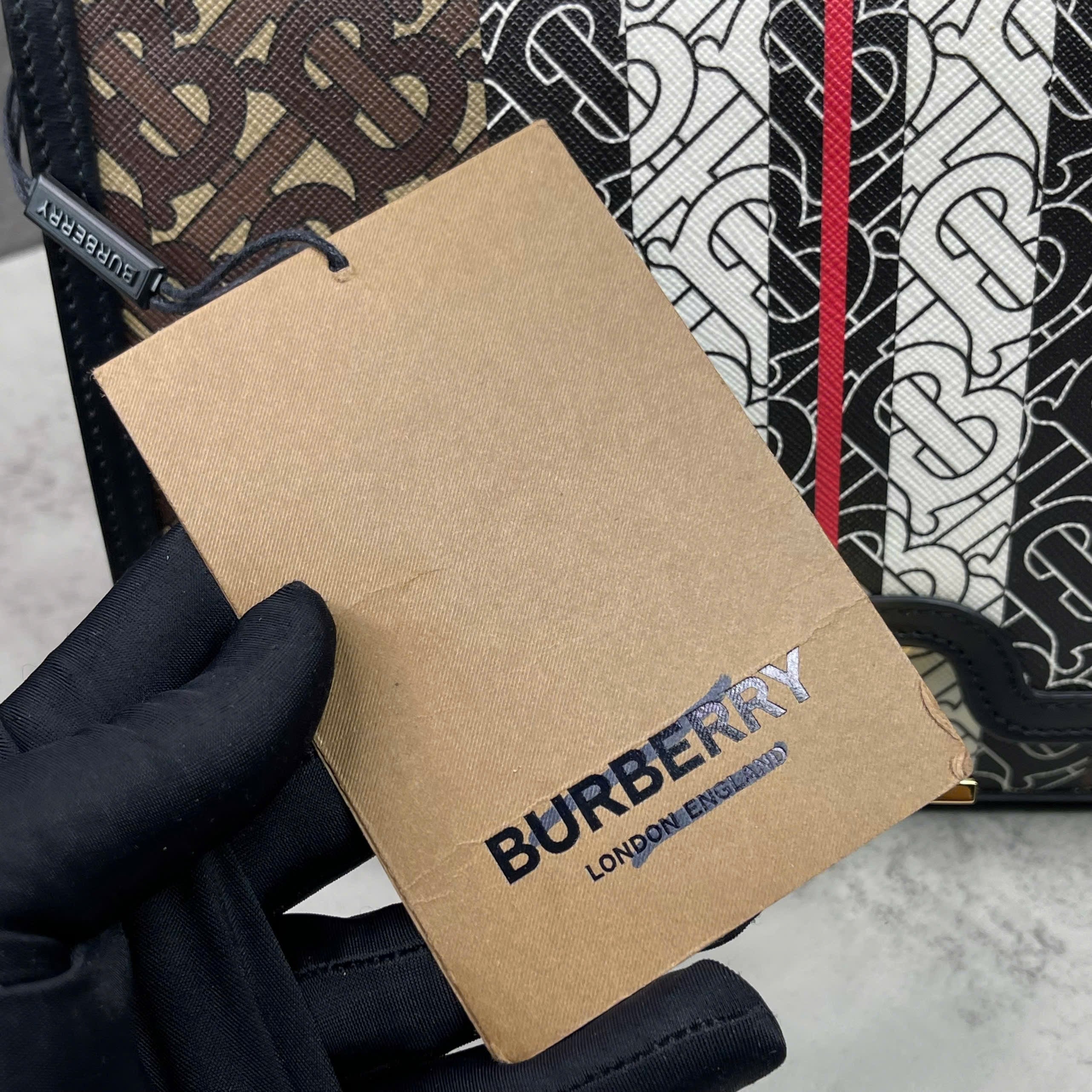 Burberry TB Monogram Stripe Shoulder Bag Màu Brown