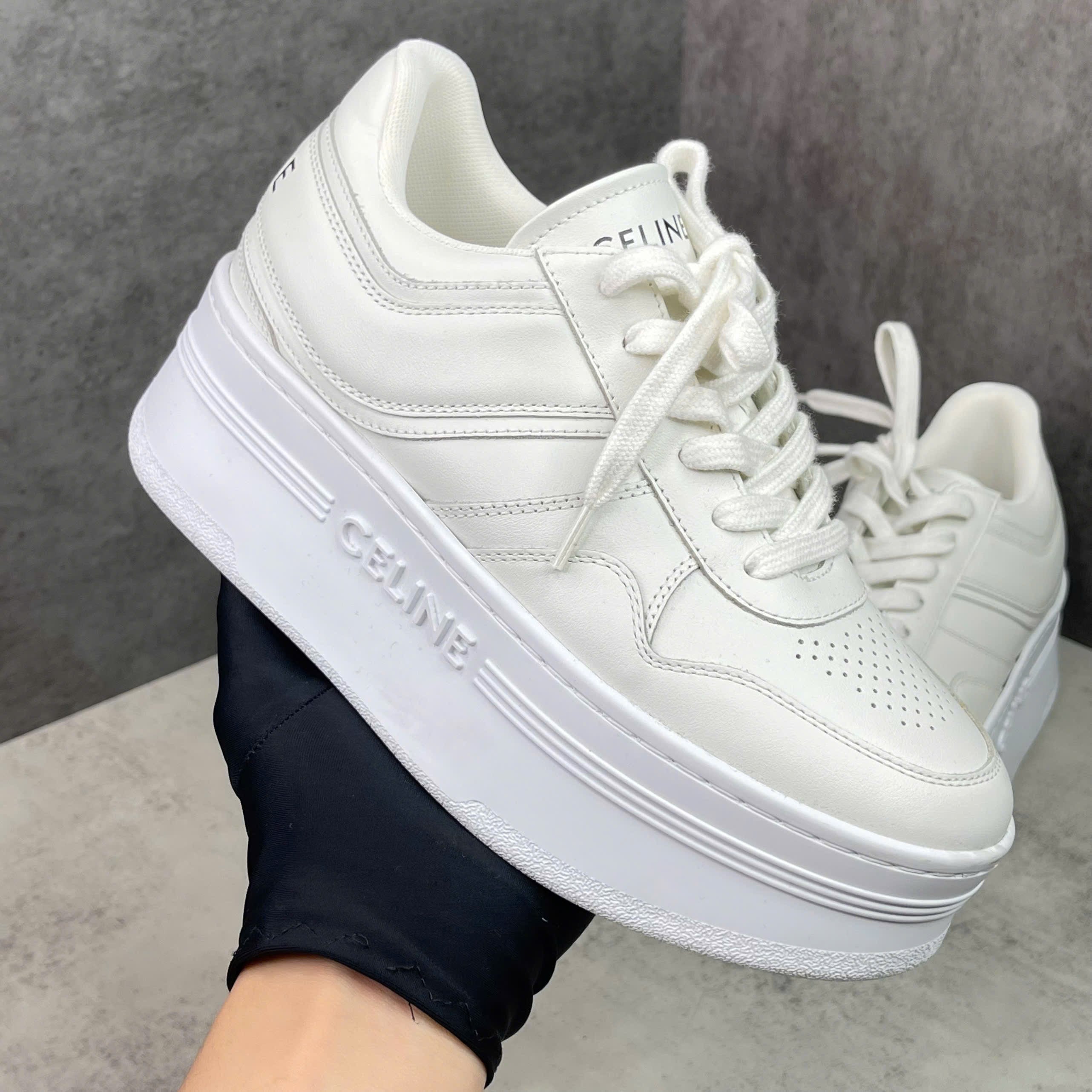 Giày Celine White Platform Sneakers Leather size 36