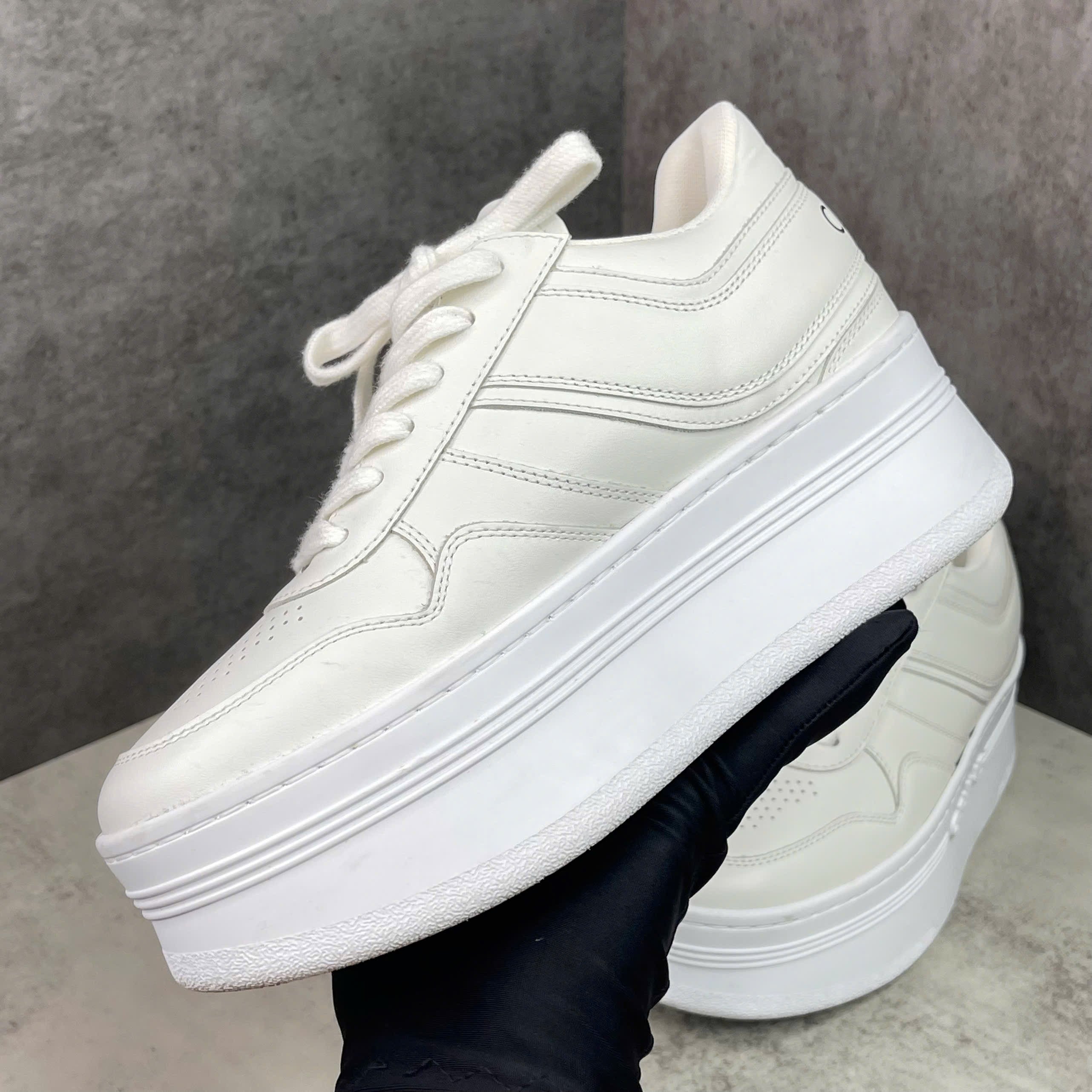 Giày Celine White Platform Sneakers Leather size 36