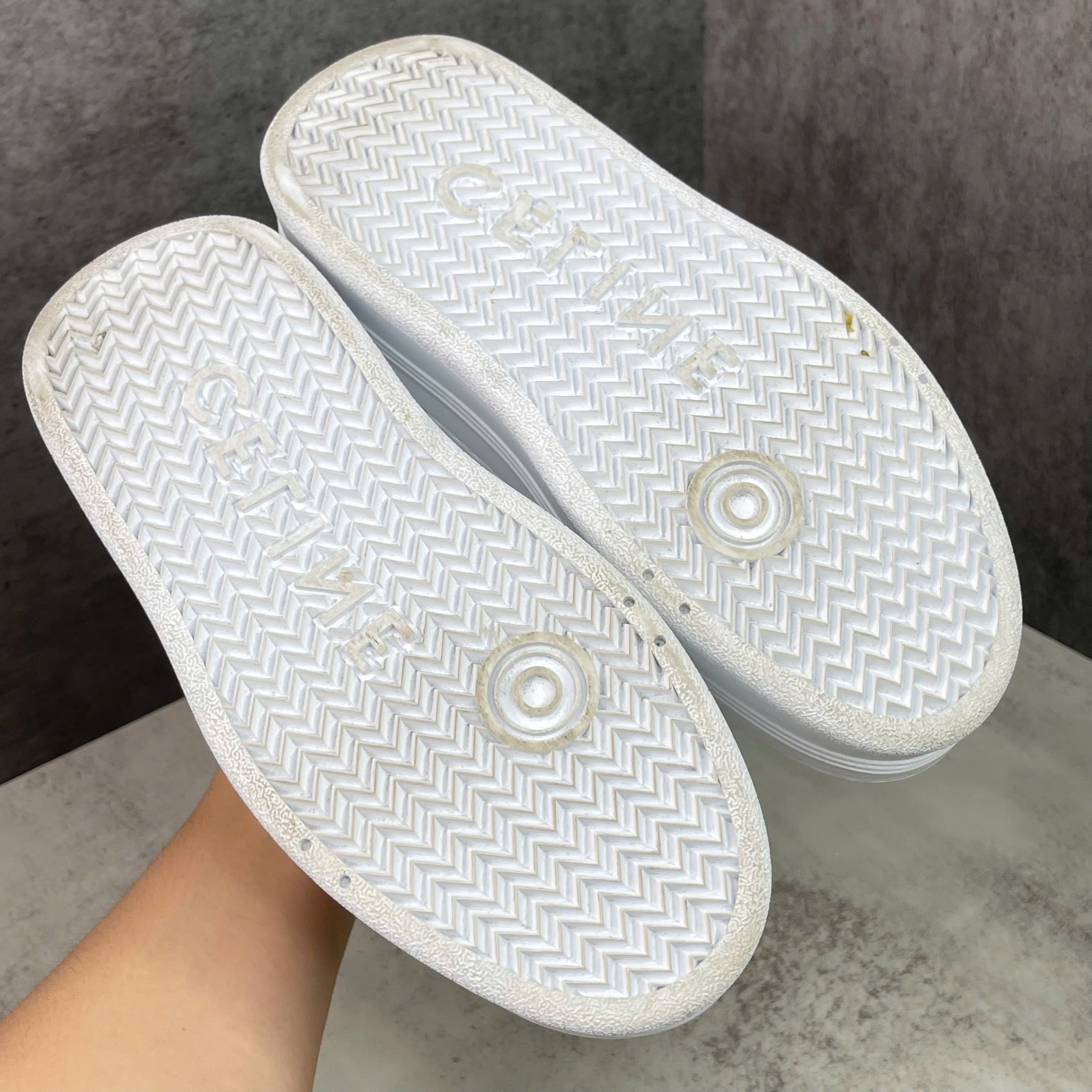 Giày Celine White Platform Sneakers Leather size 36