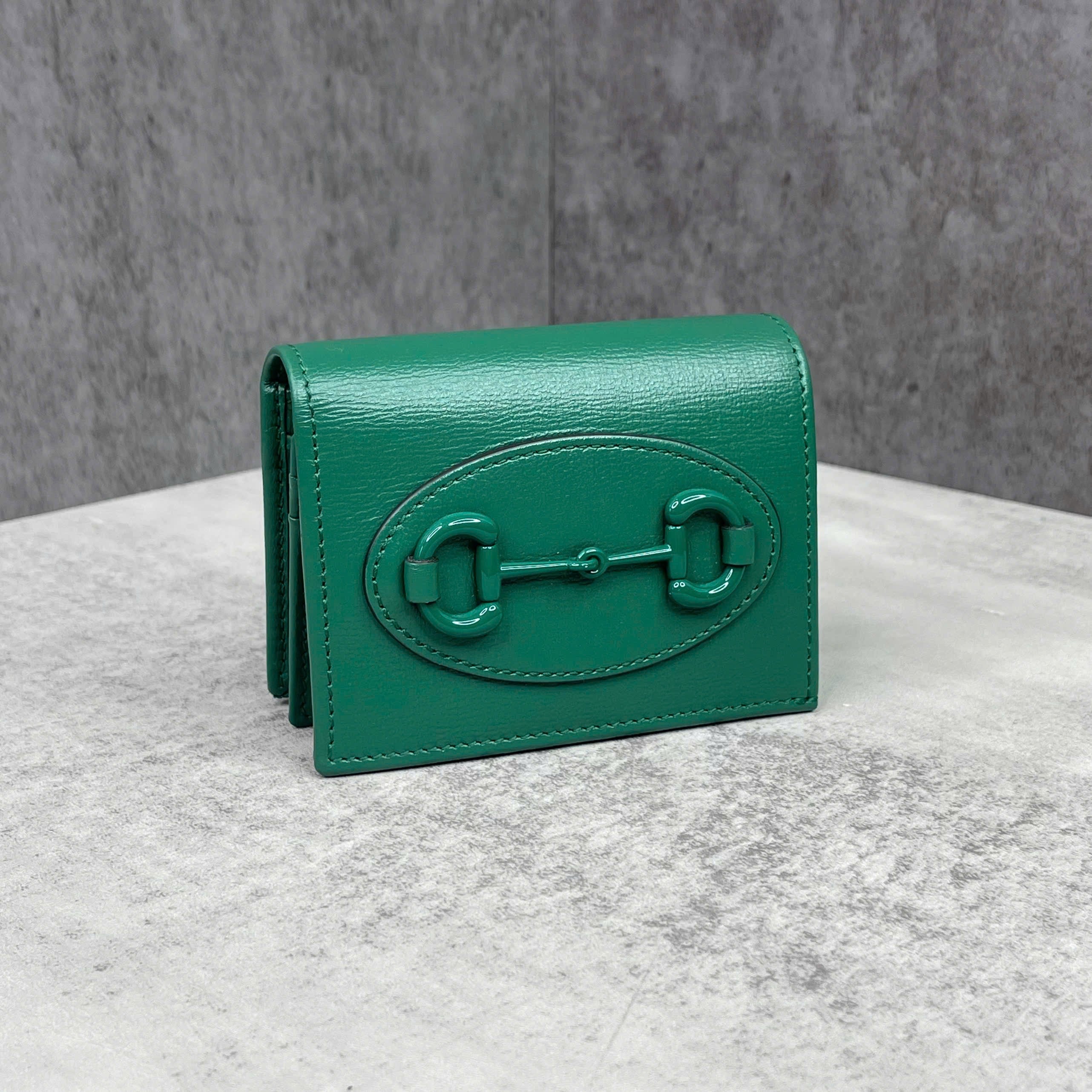 Ví ngắn gập Gucci Horsebit 1955 Màu Xanh Lá