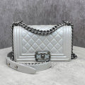 Chanel Boy Small Quilted Leather Màu Bạc