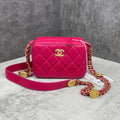 Chanel Camera Case Quilted Caviar Pink Gold Hardware Code Chip