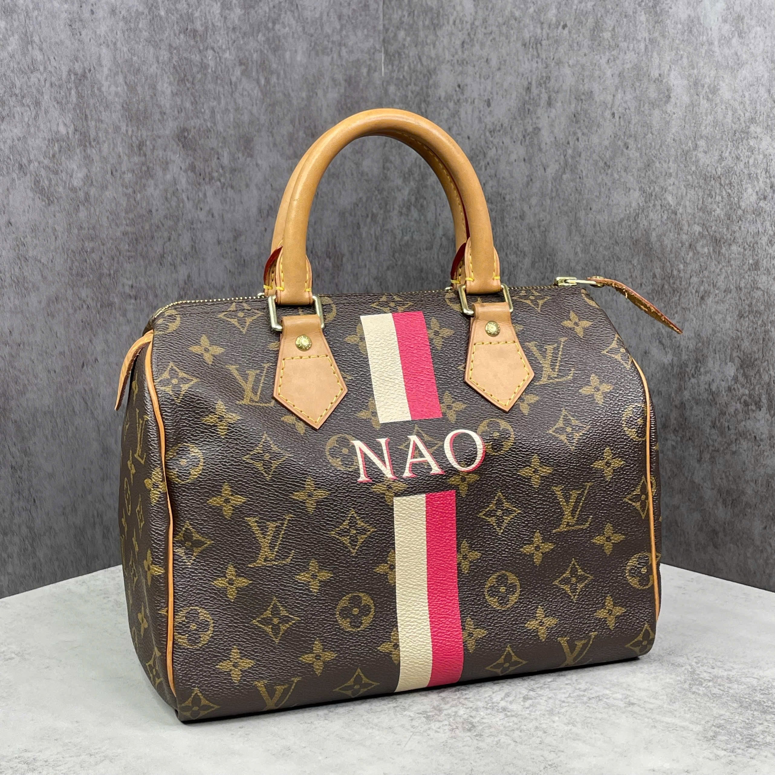Louis Vuitton Speedy 25 Monogram Canvas – Custom Stripe & Initials