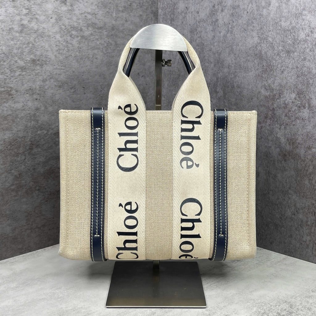 Chloé Woody Tote canvas màu be