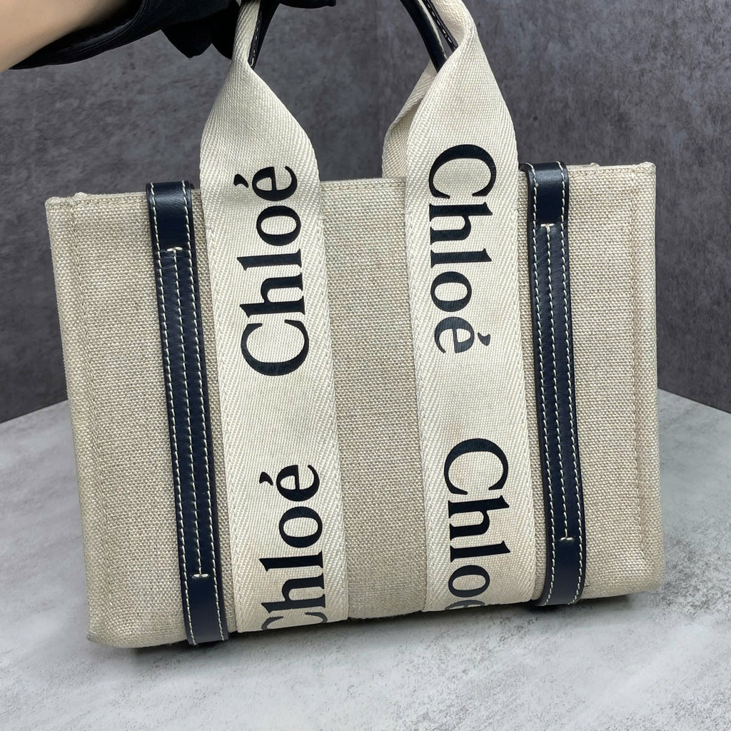 Chloé Woody Tote canvas màu be